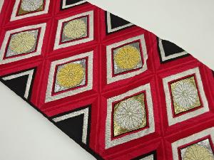 アンティーク　菊菱模様織り出し袋帯（着用可）